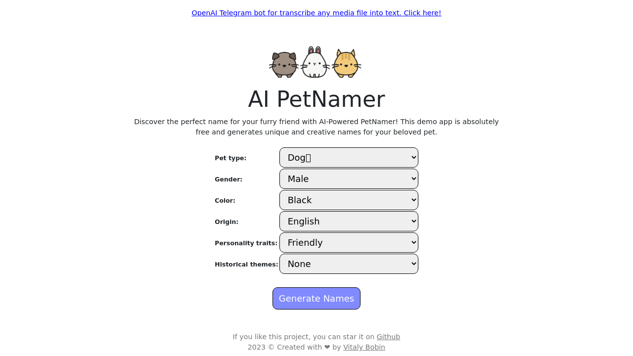 AI Pet Namer
